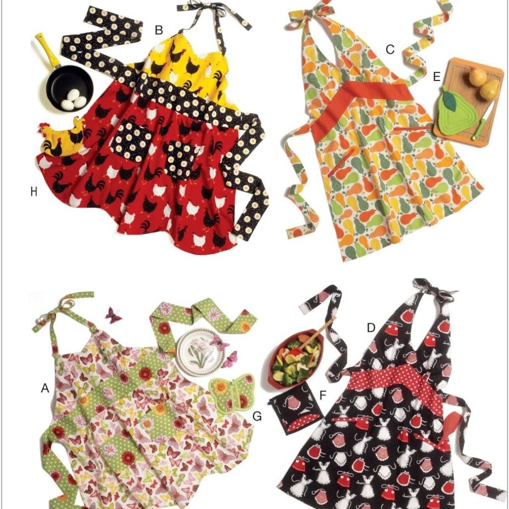 Butterick B5765 Misses' Aprons Potholders Sewing Pattern Size (S-M-L)